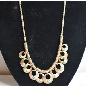 Lucky Brand Vintage Crescent Moon Turquoise Accent Gold Tone Never Worn Necklace